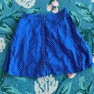 Urban Outfitters Navy Polka Dot Button-up Mini Skirt